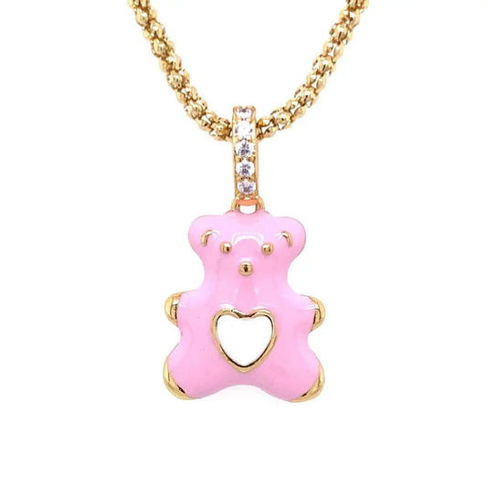 Teddy Enamel Bear Necklace - Anna Zuckerman