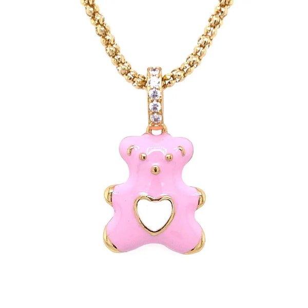 Anna Zuckerman Teddy Enamel Bear Necklace