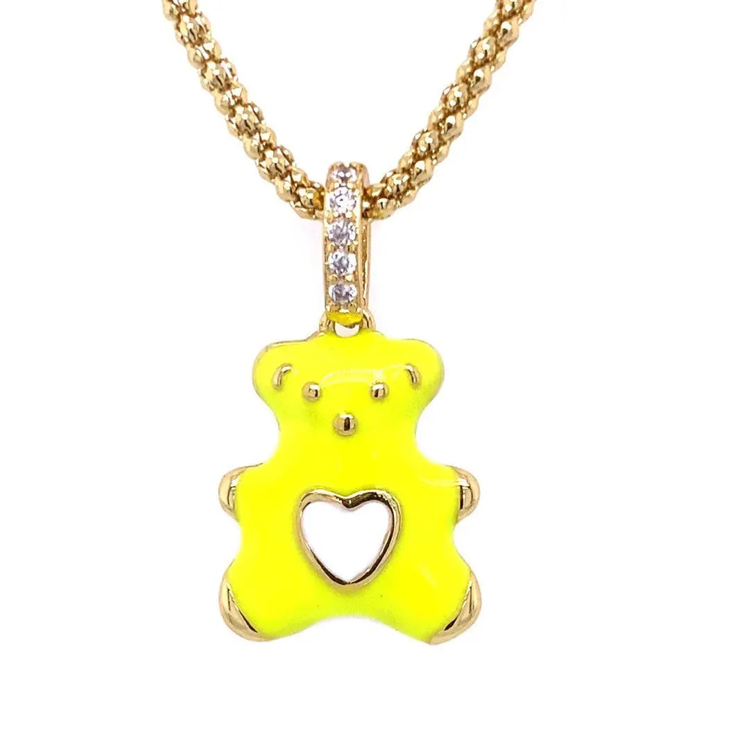 Teddy Enamel Bear Necklace - Anna Zuckerman