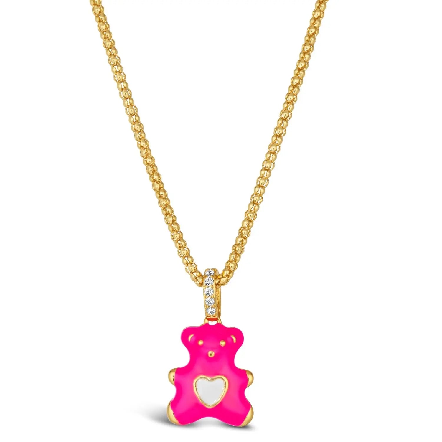 Teddy Enamel Bear Necklace - Anna Zuckerman