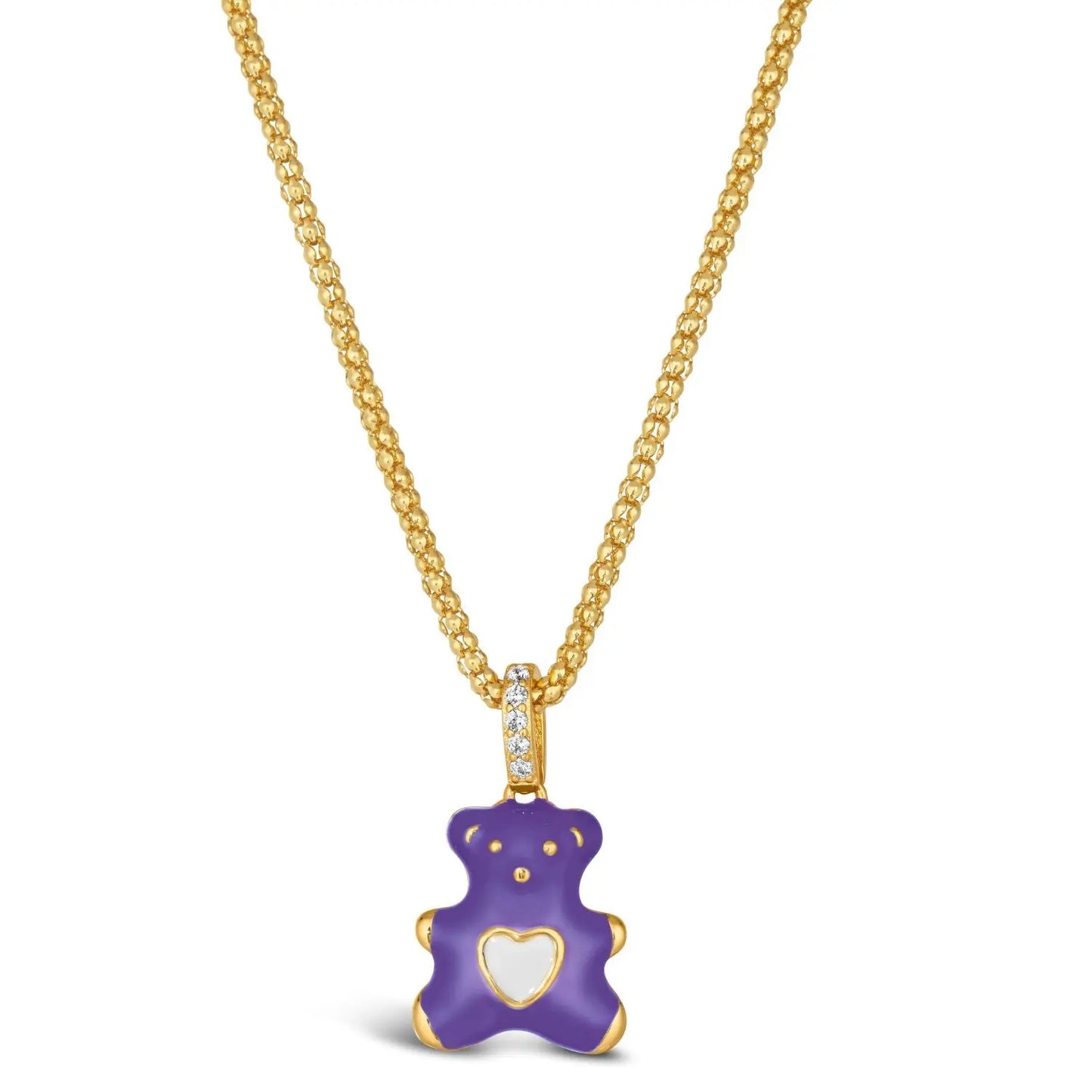 Teddy Enamel Bear Necklace - Anna Zuckerman