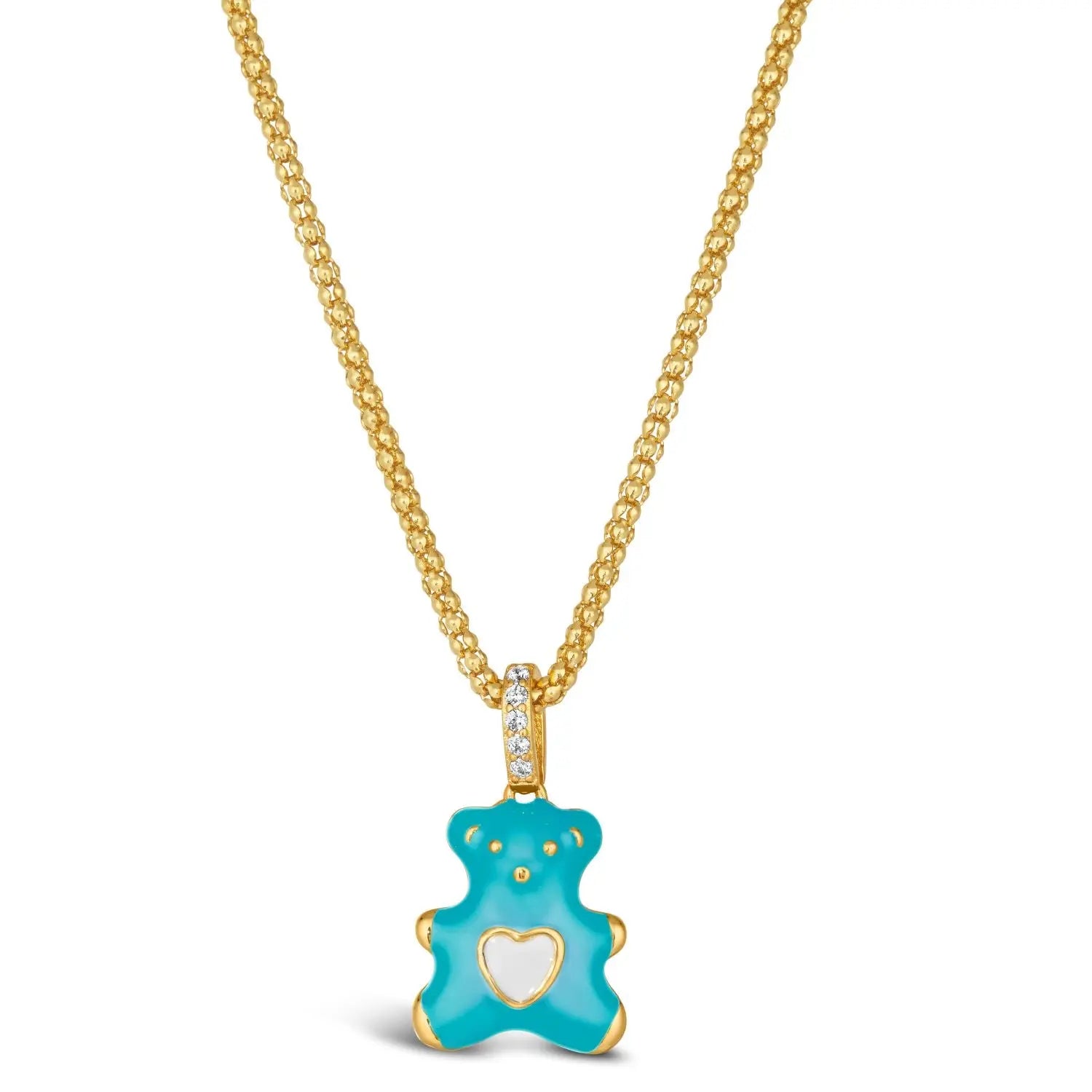 Teddy Enamel Bear Necklace - Anna Zuckerman