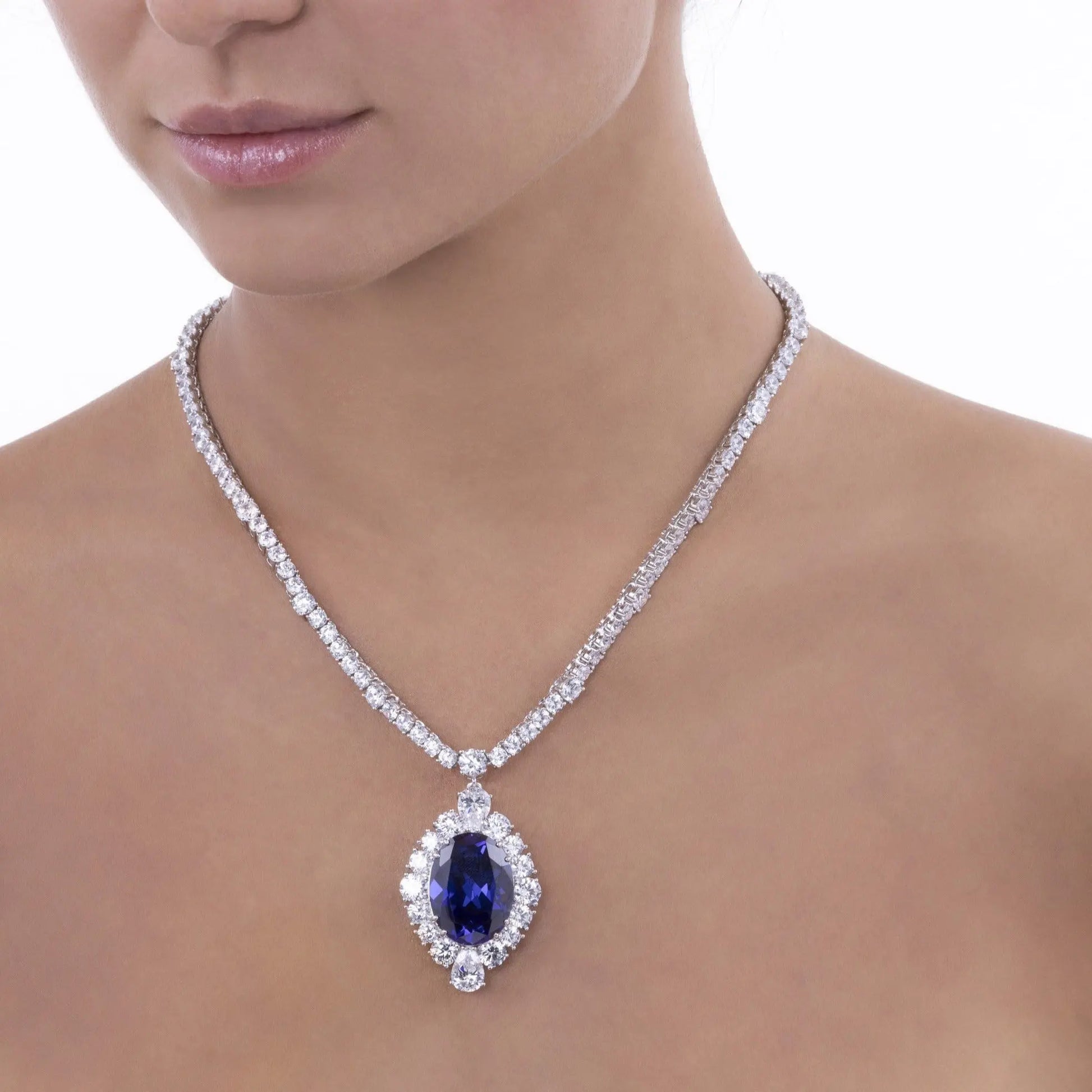 Titanic-ish Blue Sapphire Statement Necklace - Anna Zuckerman