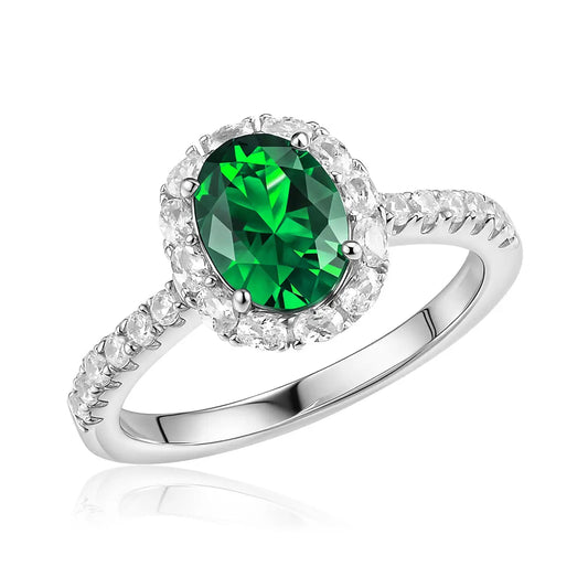 Verona Emerald Halo Ring Anna Zuckerman
