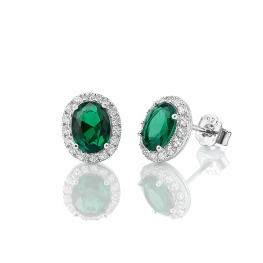 Verona Emerald Halo Stud Earrings Anna Zuckerman