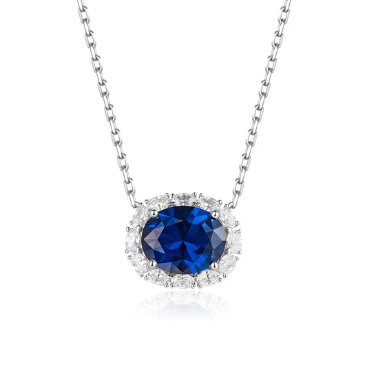 Verona Sapphire Halo Necklace Anna Zuckerman