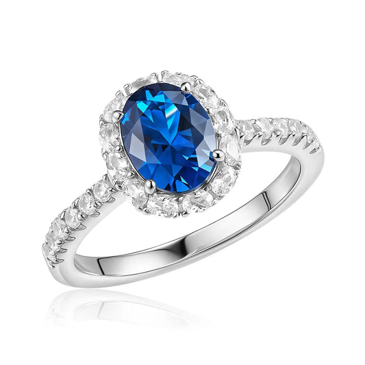 Verona Sapphire Halo Ring Anna Zuckerman