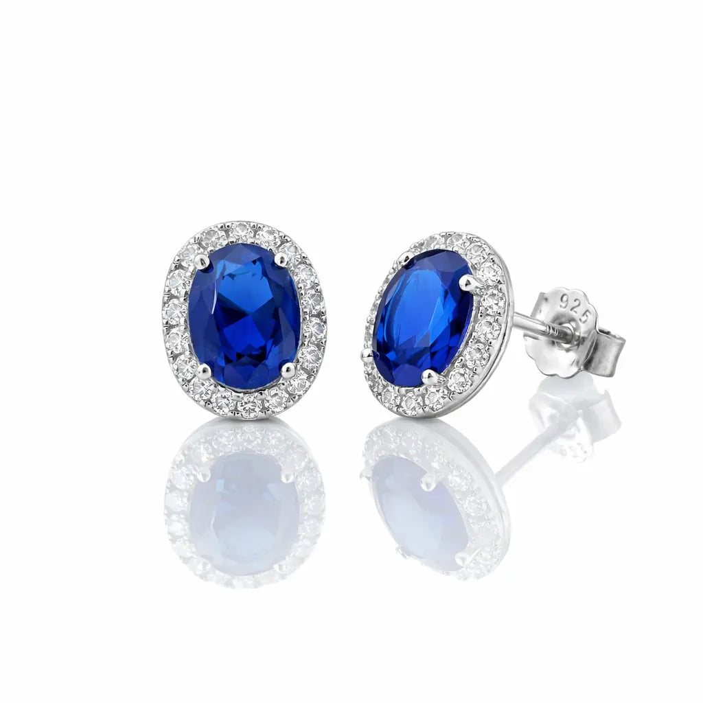 Verona Sapphire Halo Stud Earrings Anna Zuckerman