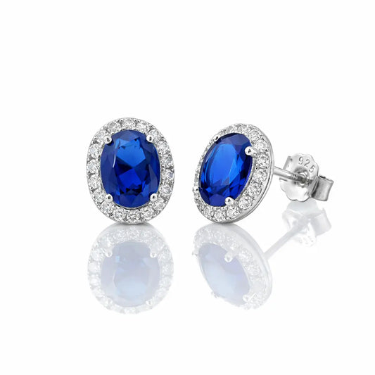 Verona Sapphire Halo Stud Earrings Anna Zuckerman