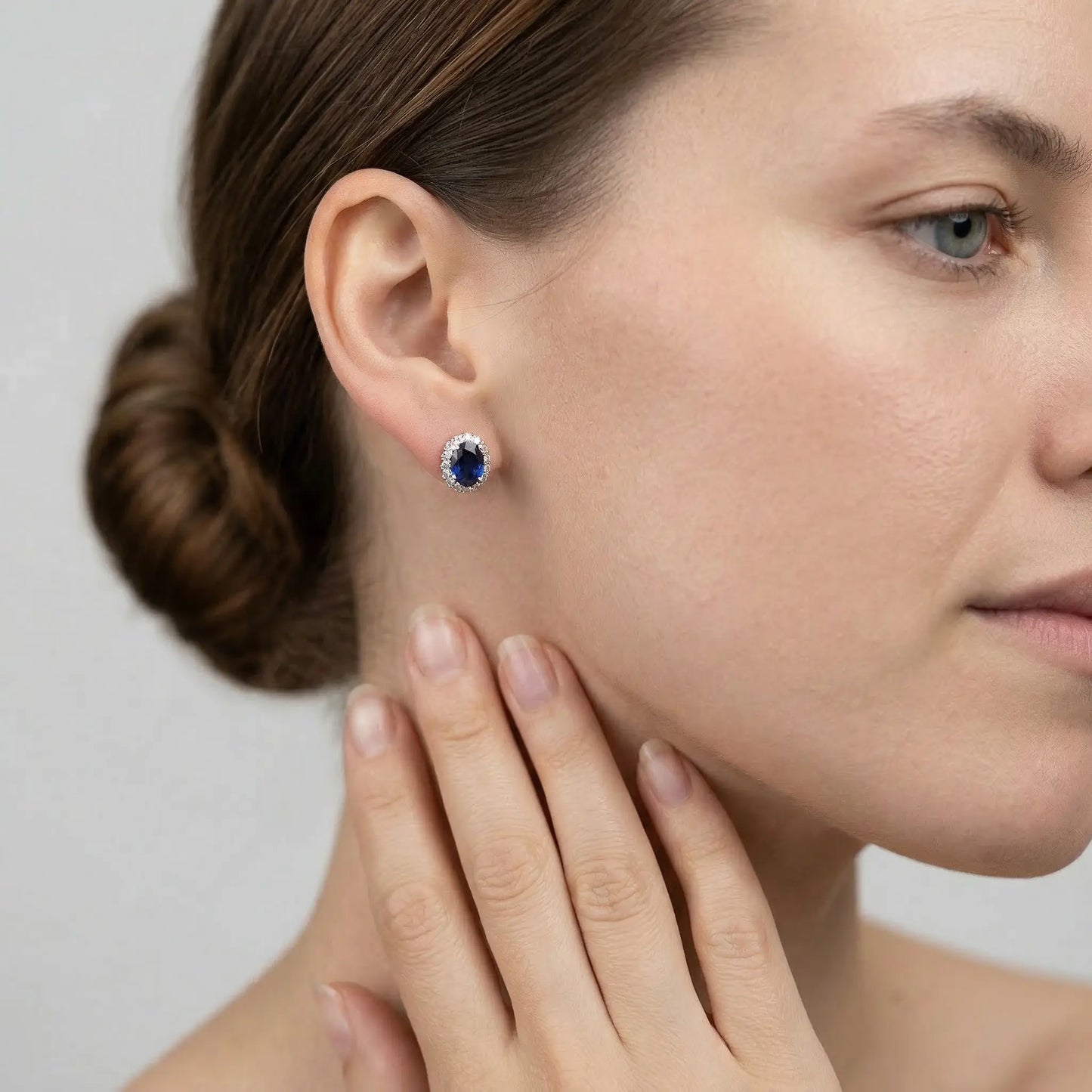 Verona Sapphire Halo Stud Earrings Anna Zuckerman