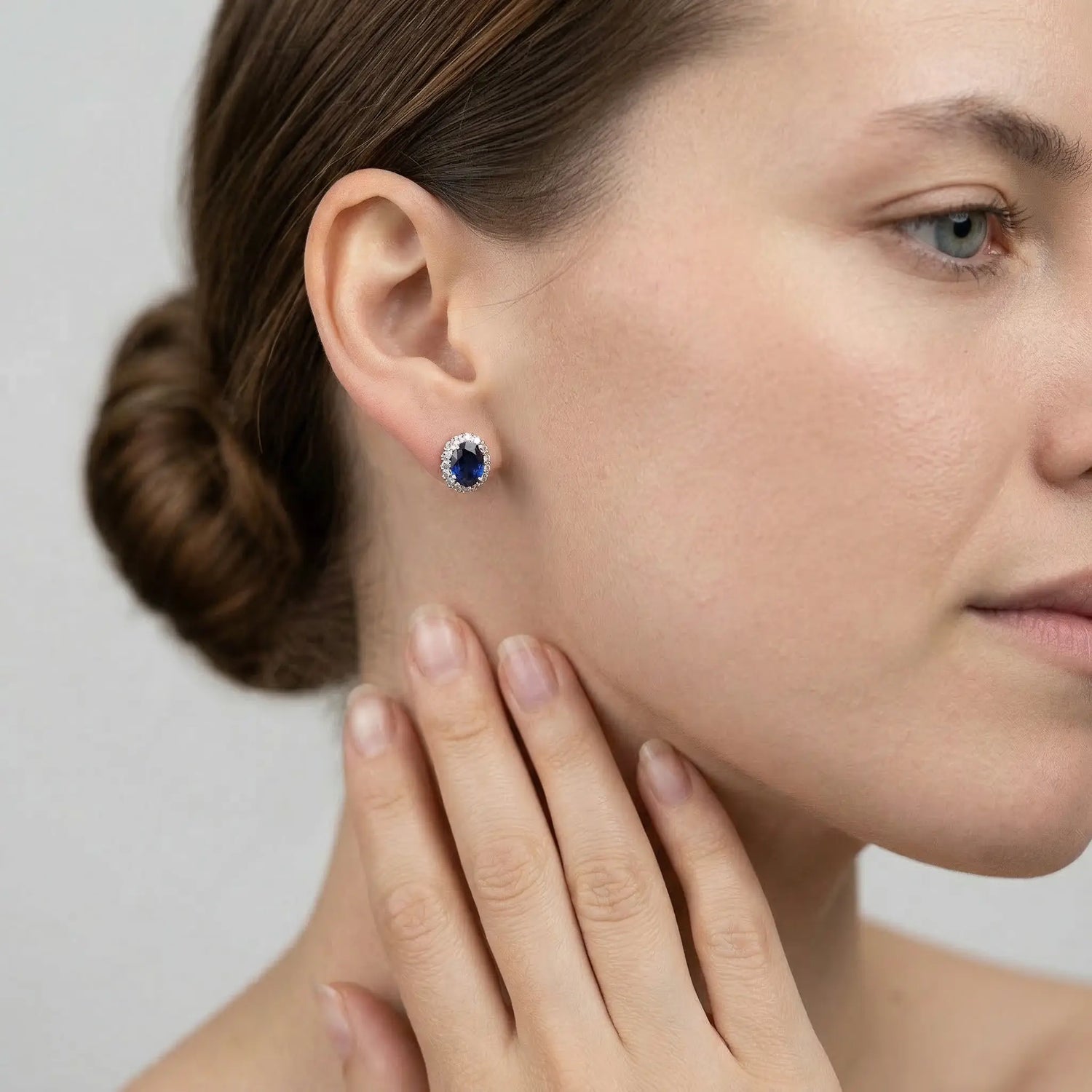 Verona Sapphire Halo Stud Earrings Anna Zuckerman