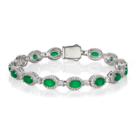 Oval Gem Art Deco Bracelet in Emerald