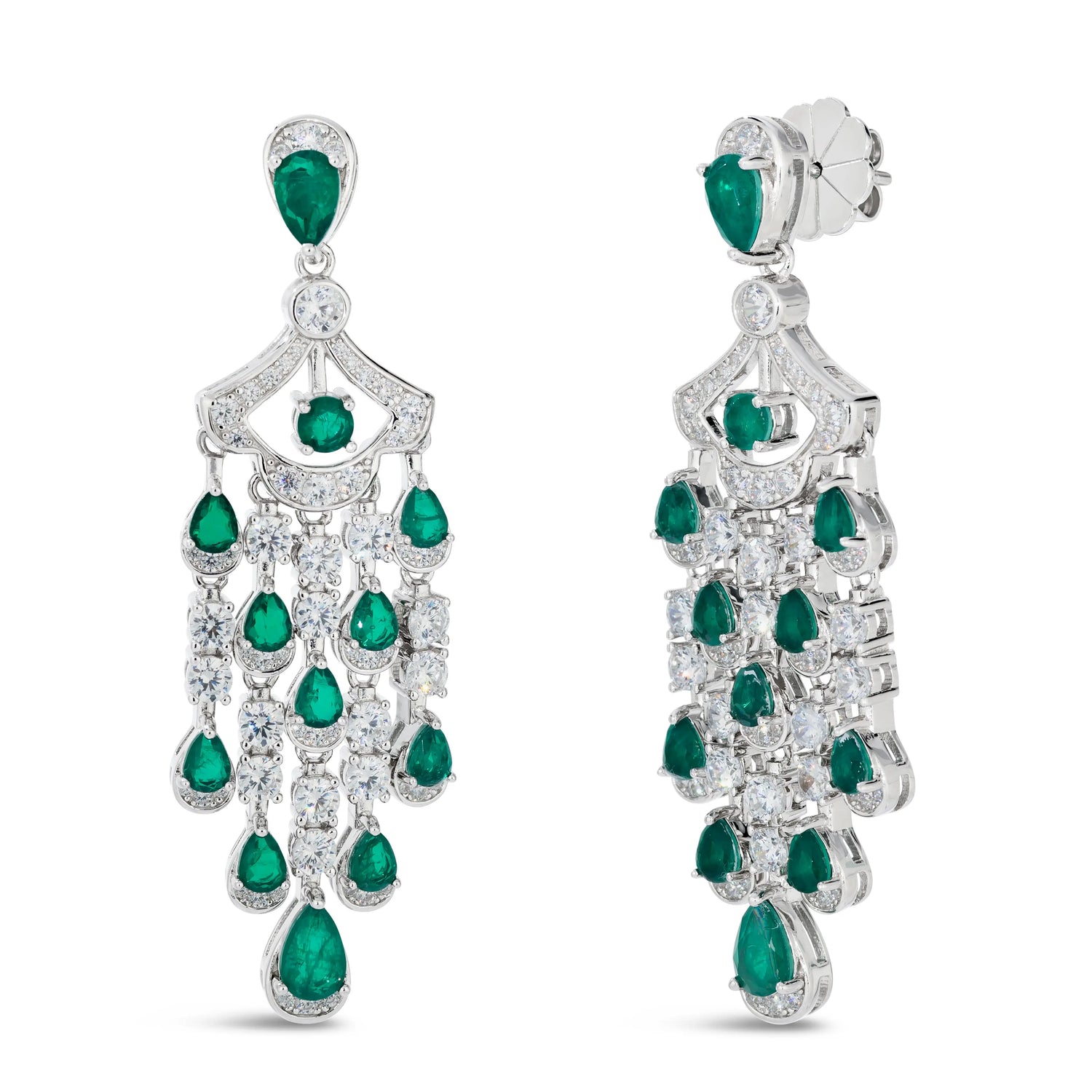 Vintage Inspired Chandelier Earrings in Emerald Anna Zuckerman