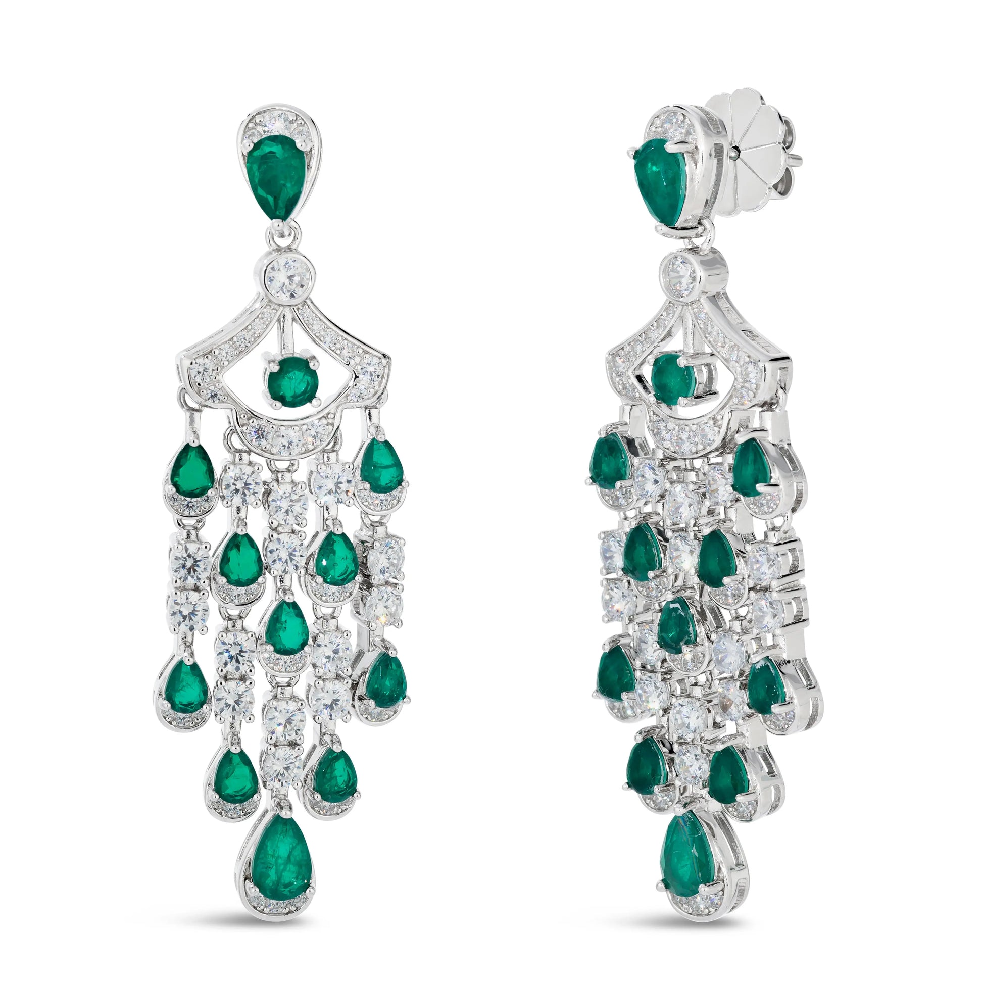 Vintage Inspired Chandelier Earrings in Emerald Anna Zuckerman