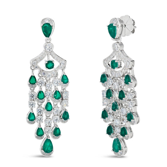 Vintage Inspired Chandelier Earrings in Emerald Anna Zuckerman