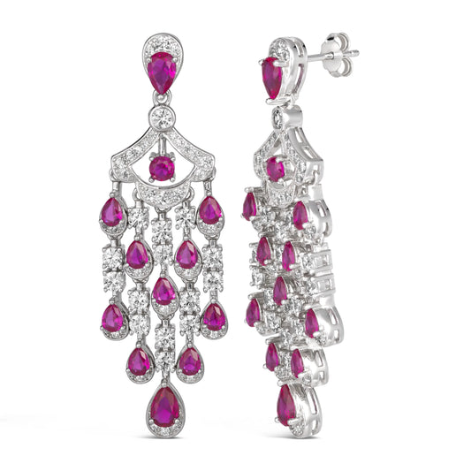 Vintage Inspired Chandelier Earrings in Ruby Anna Zuckerman
