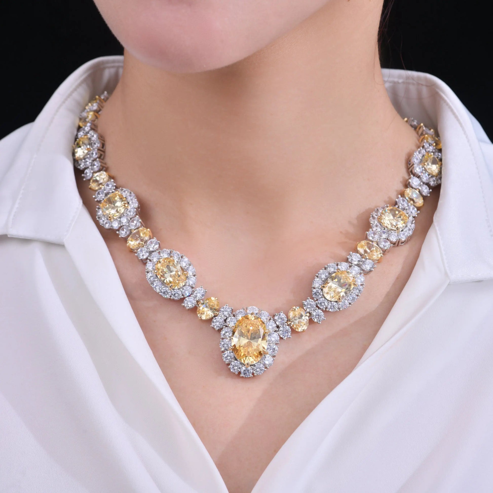 Worth Avenue Necklace in Canary Yellow Crystalline Anna Zuckerman