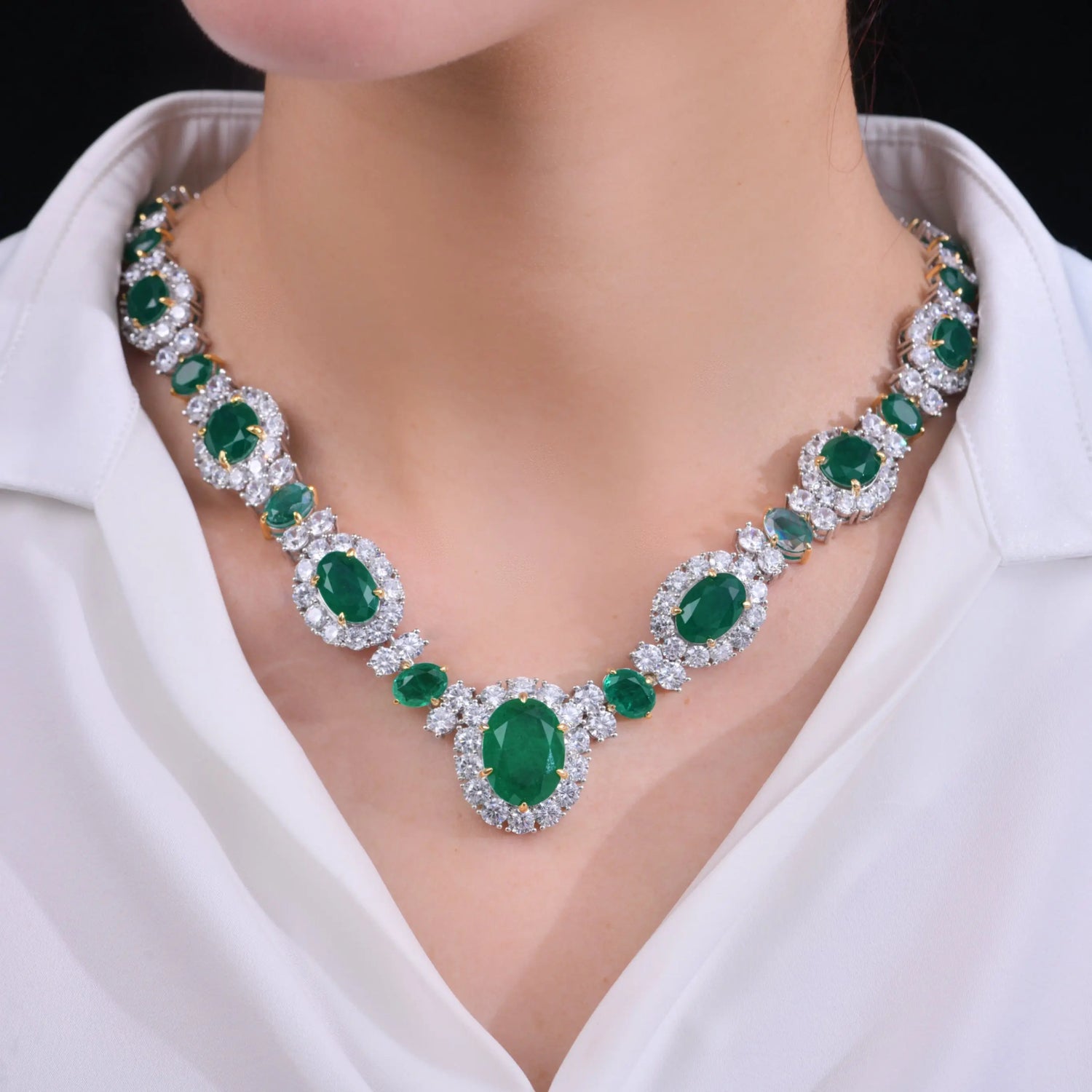 Worth Avenue Necklace in Green Emerald Anna Zuckerman