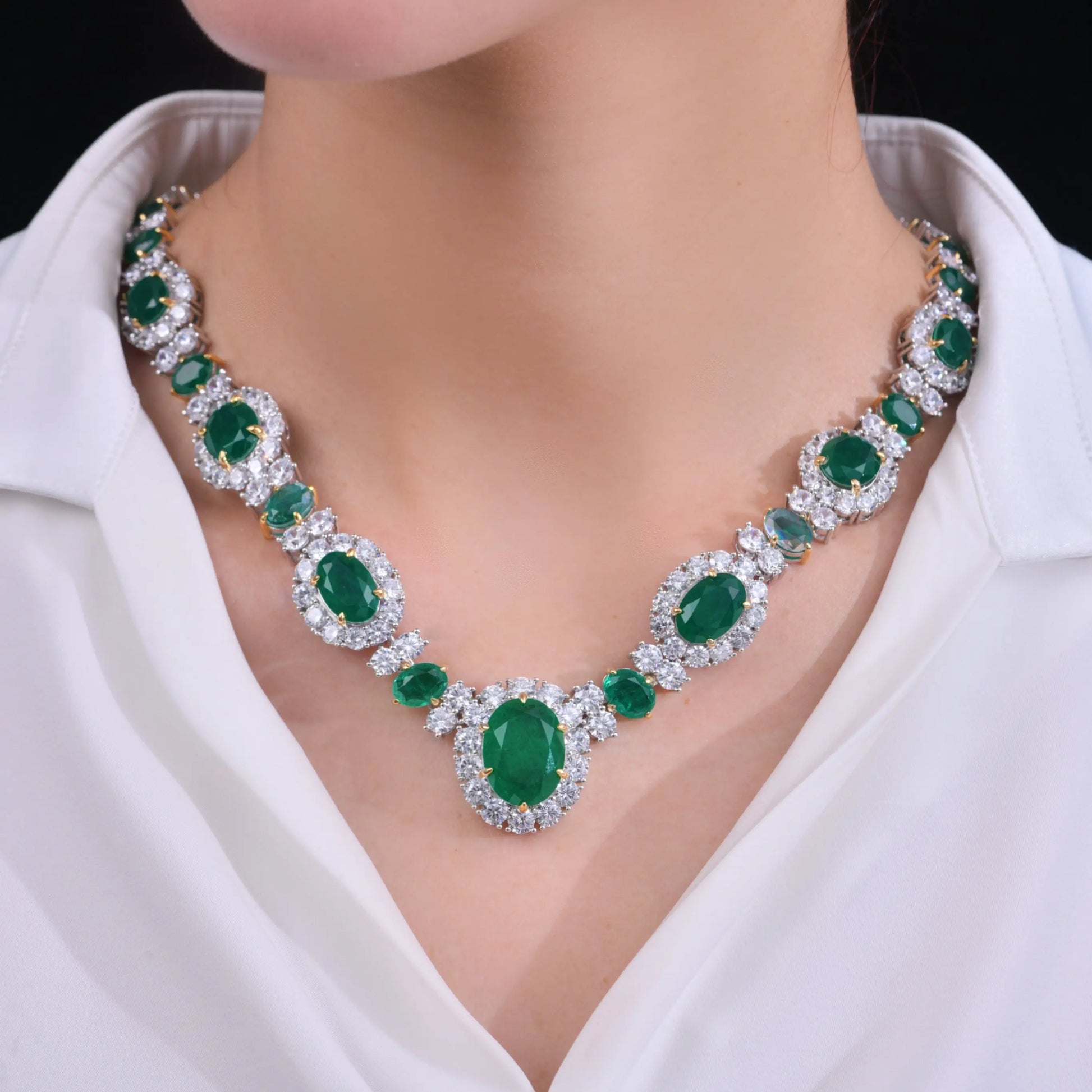 Worth Avenue Necklace in Green Emerald Anna Zuckerman