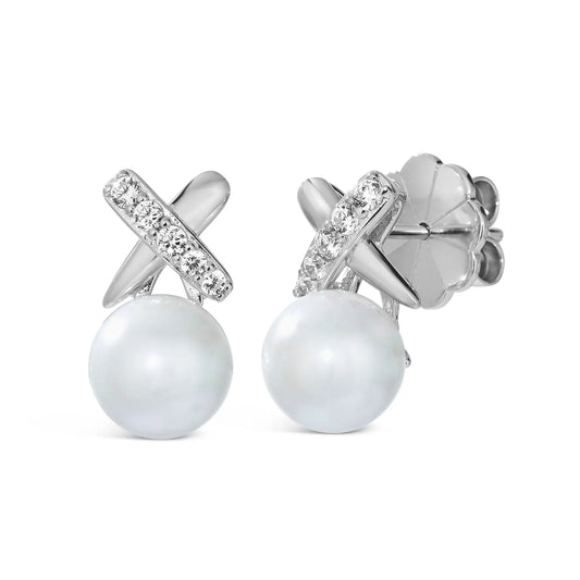 X and O Pearl Earrings Platinum Anna Zuckerman Retail