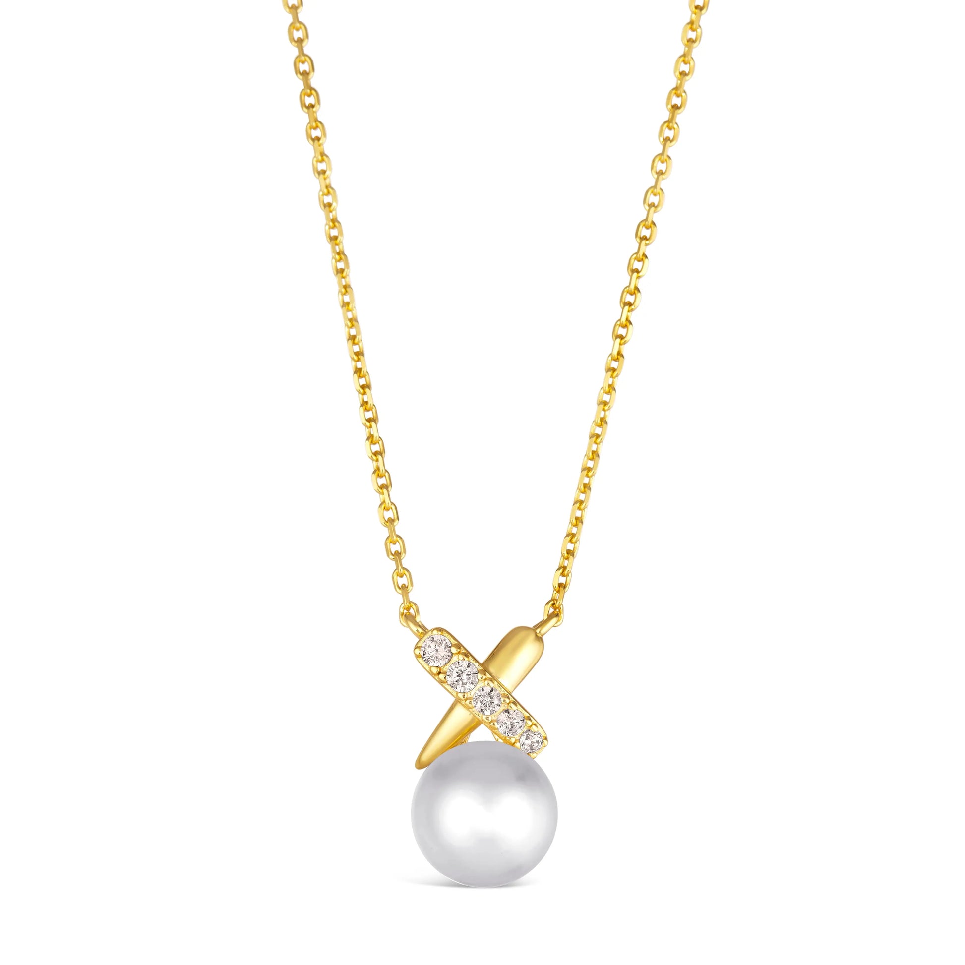 X and O Pearl Necklace in Yellow Gold Anna Zuckerman