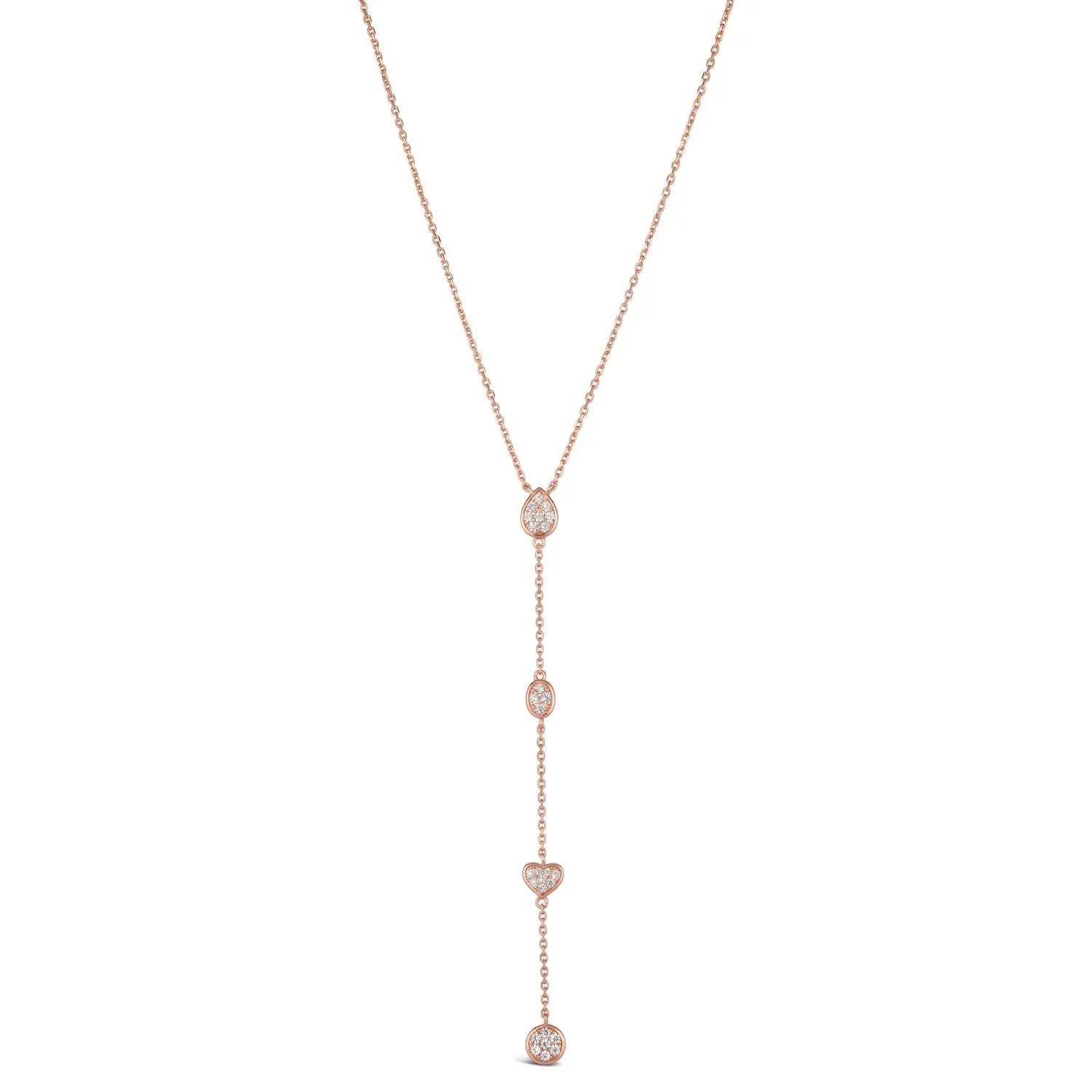 Y Not Lariat Necklace in Rose Gold Anna Zuckerman