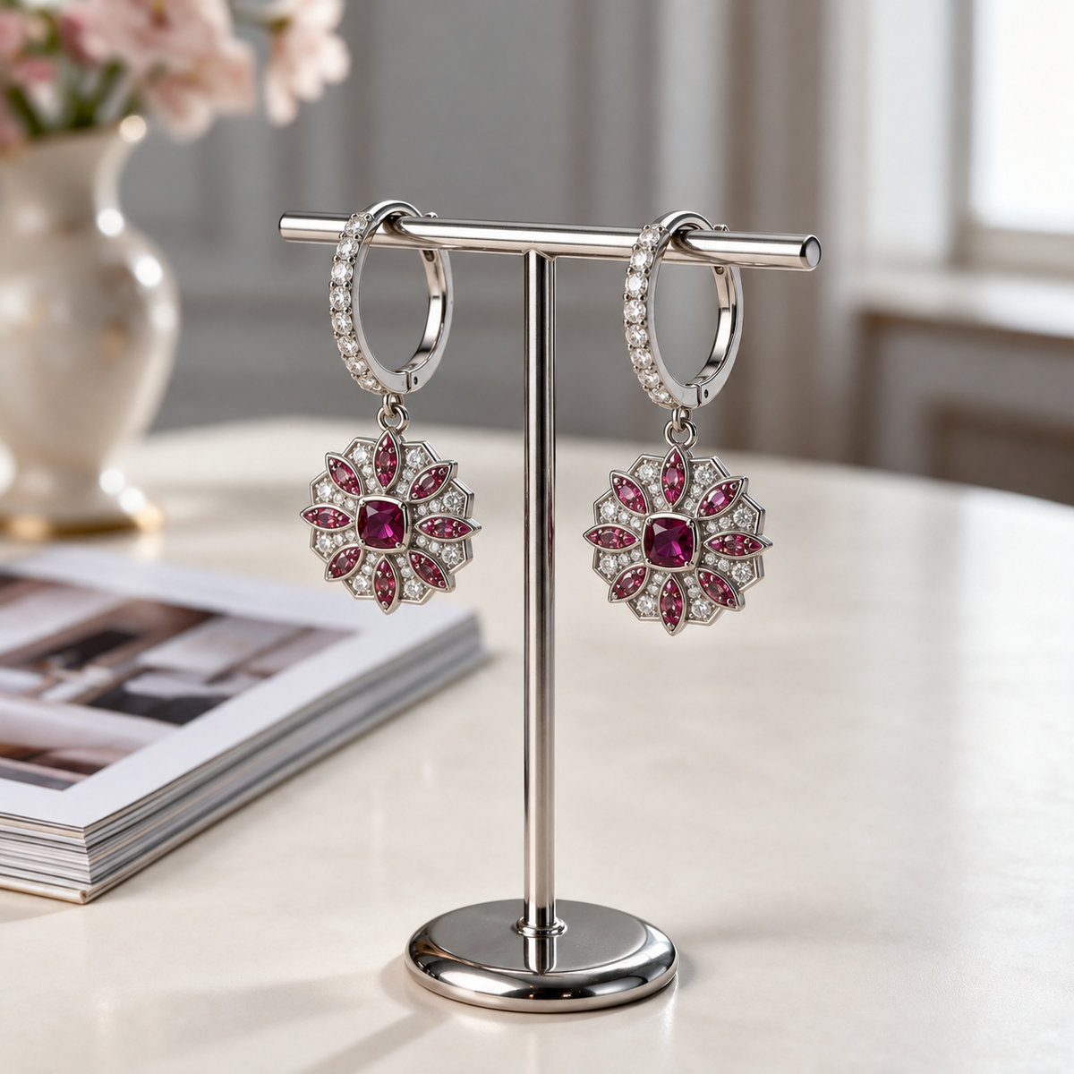 Zinnia Drop Huggie Earrings by AZ Essentials
