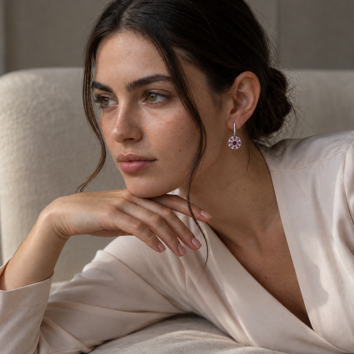 Zinnia Drop Huggie Earrings by AZ Essentials