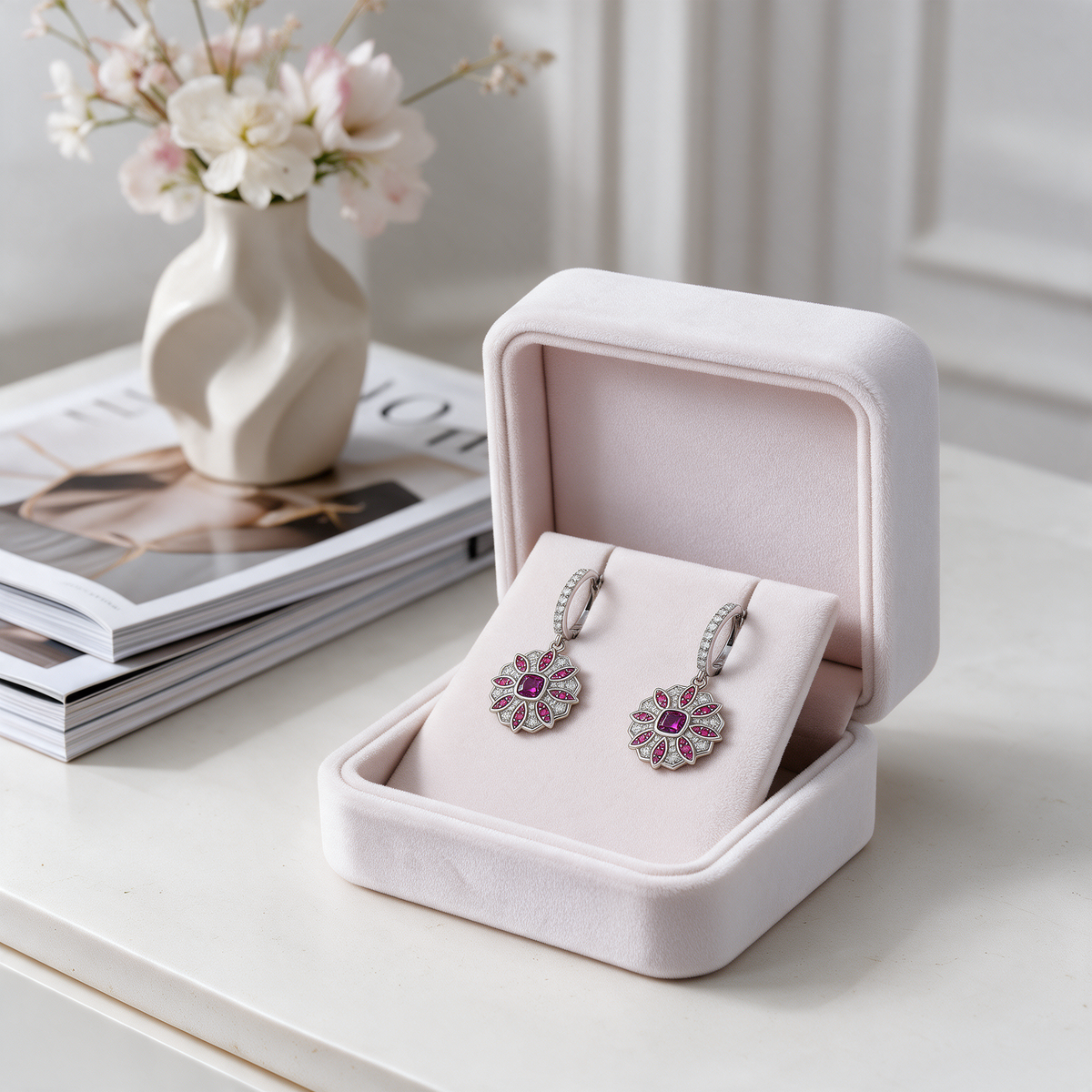 Zinnia Drop Huggie Earrings by AZ Essentials