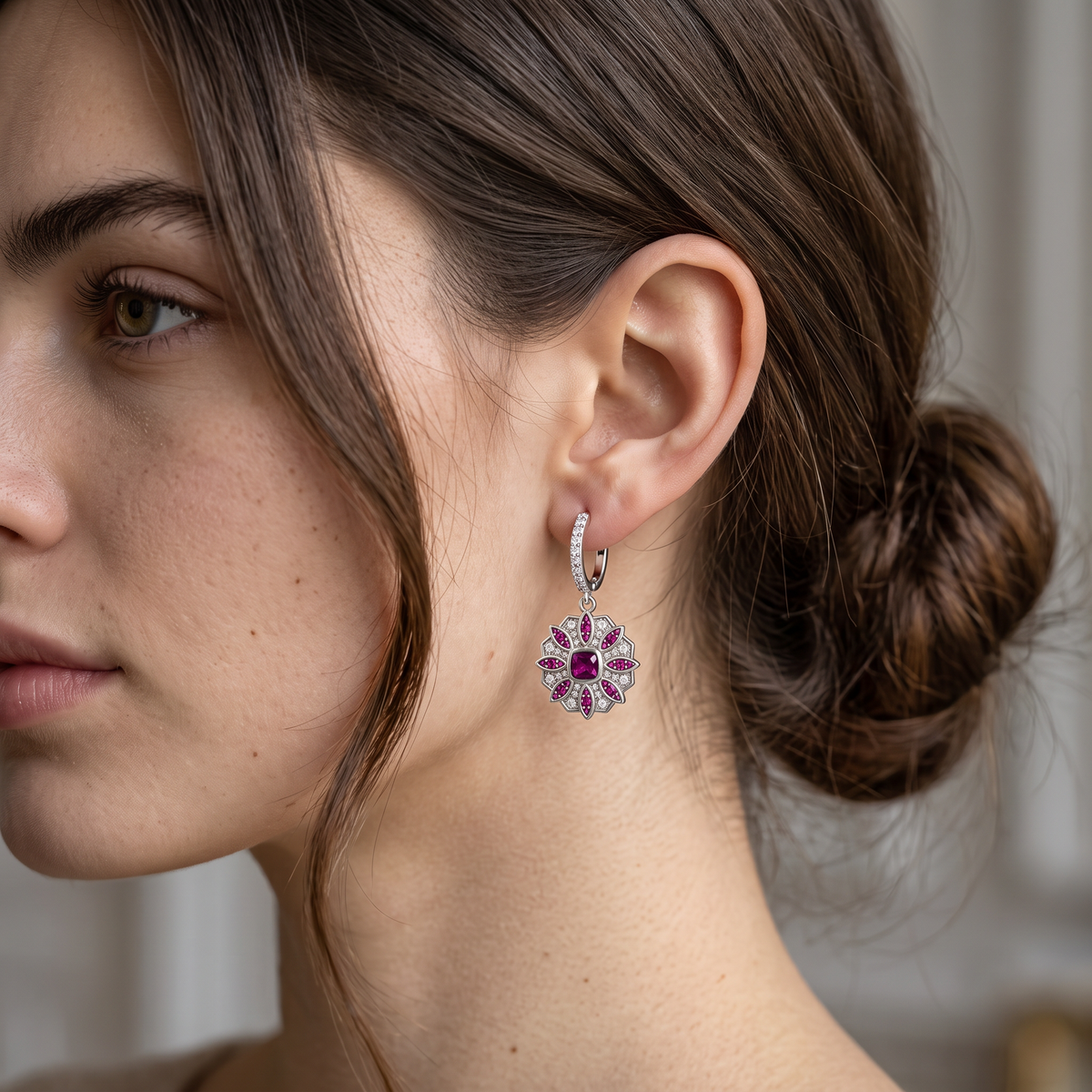 Zinnia Drop Huggie Earrings by AZ Essentials