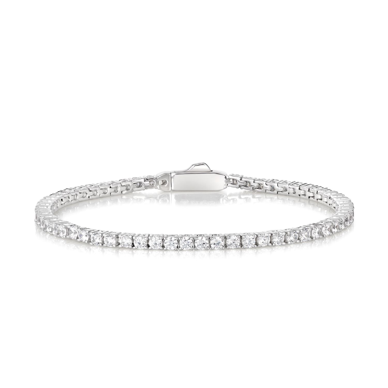Swarovski Tennis Deluxe Crystal Rhodium Plated Bracelet | Ernest Jones