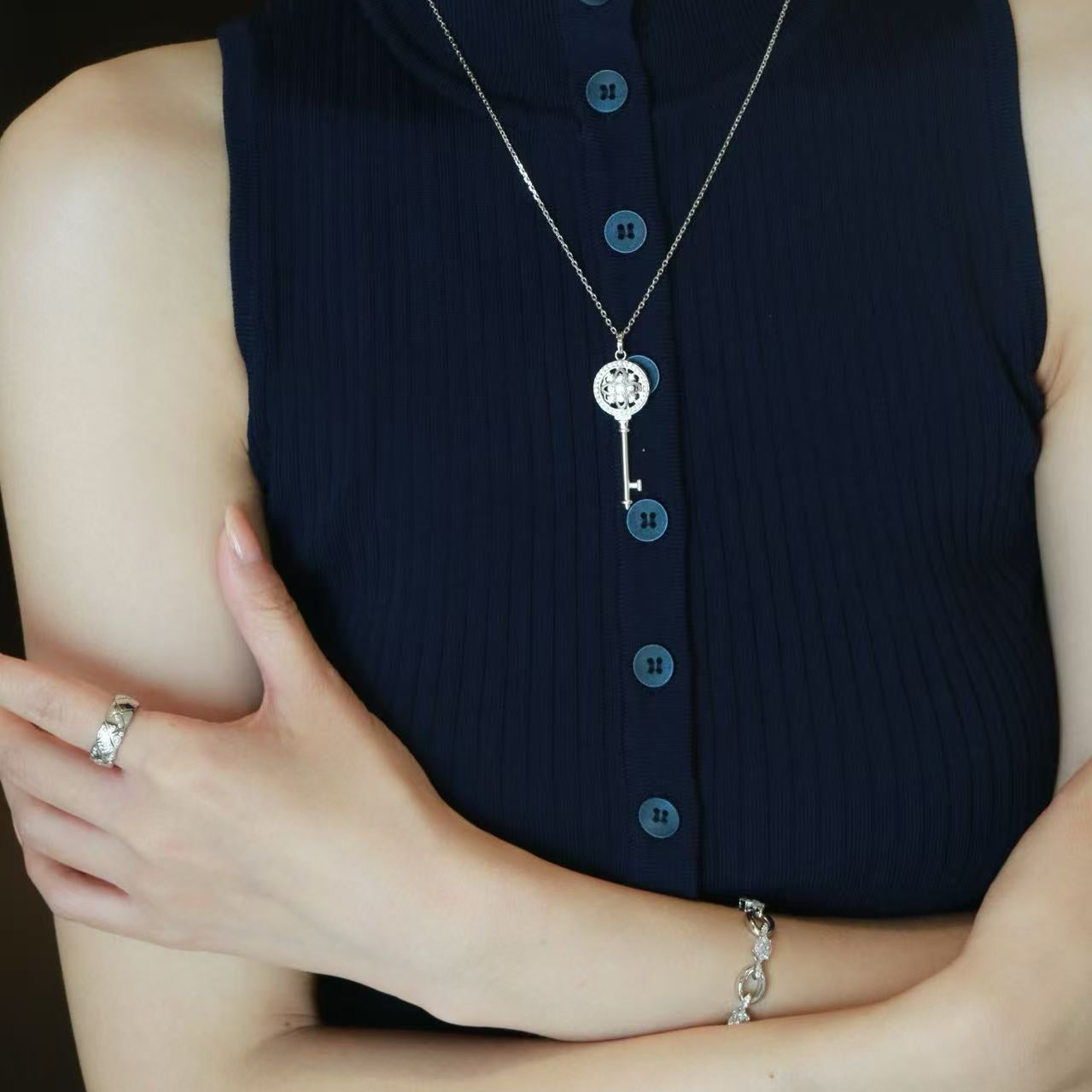 Crystalline Key Necklace Anna Zuckerman