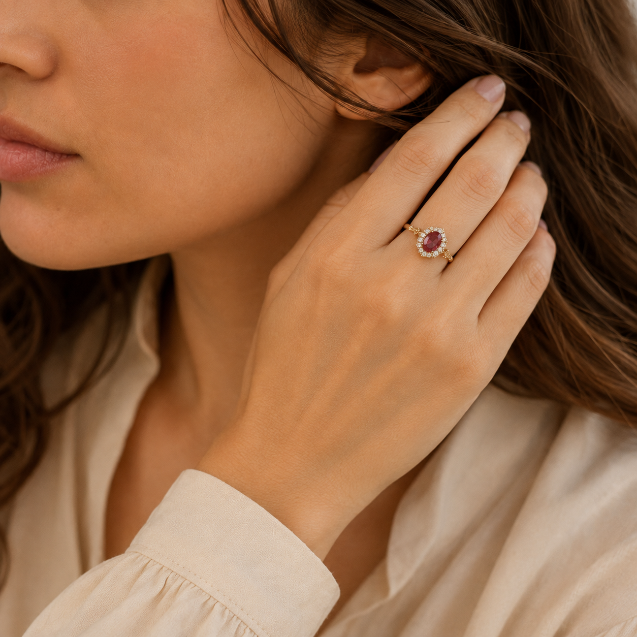 Belle Floral Halo Ring