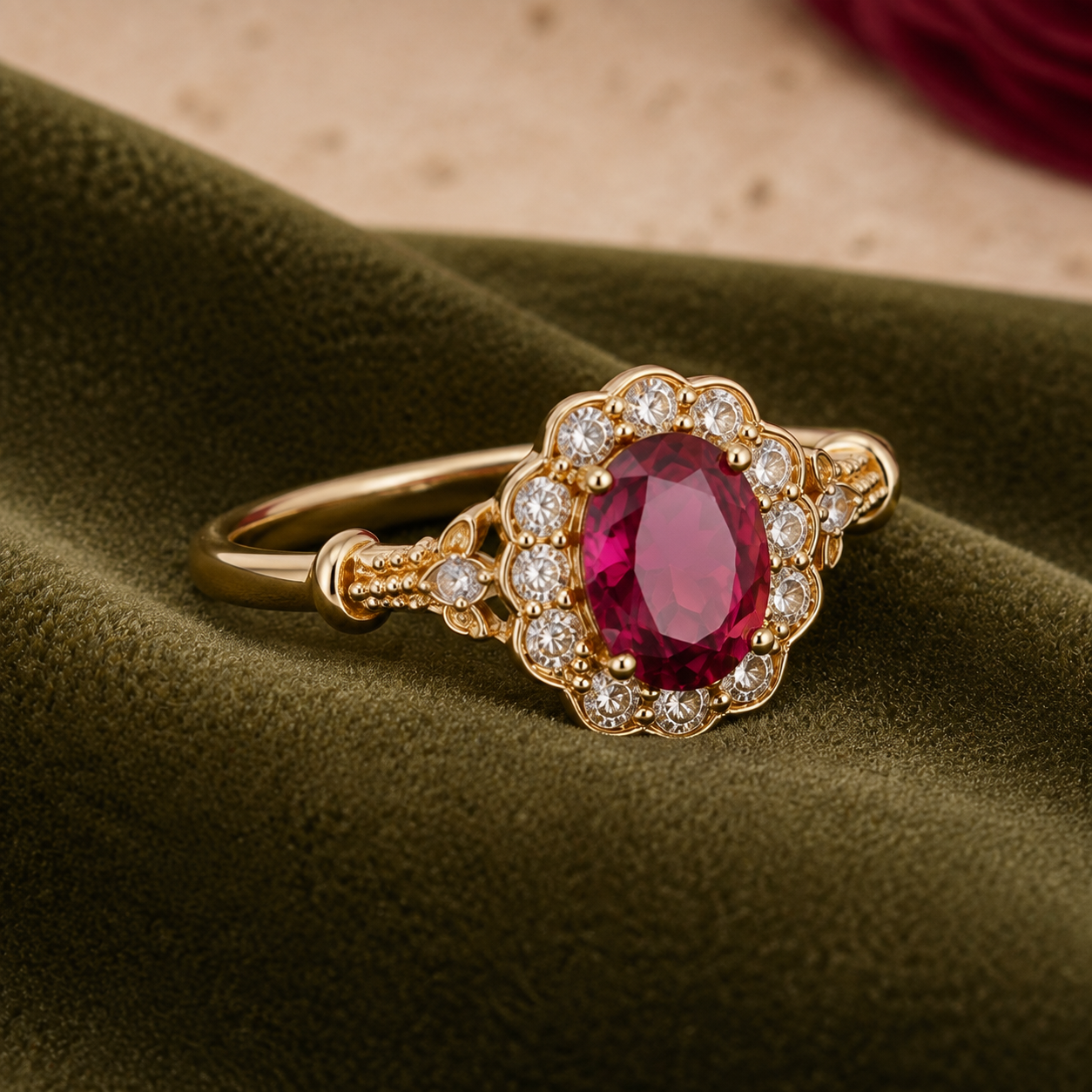 Belle Floral Halo Ring