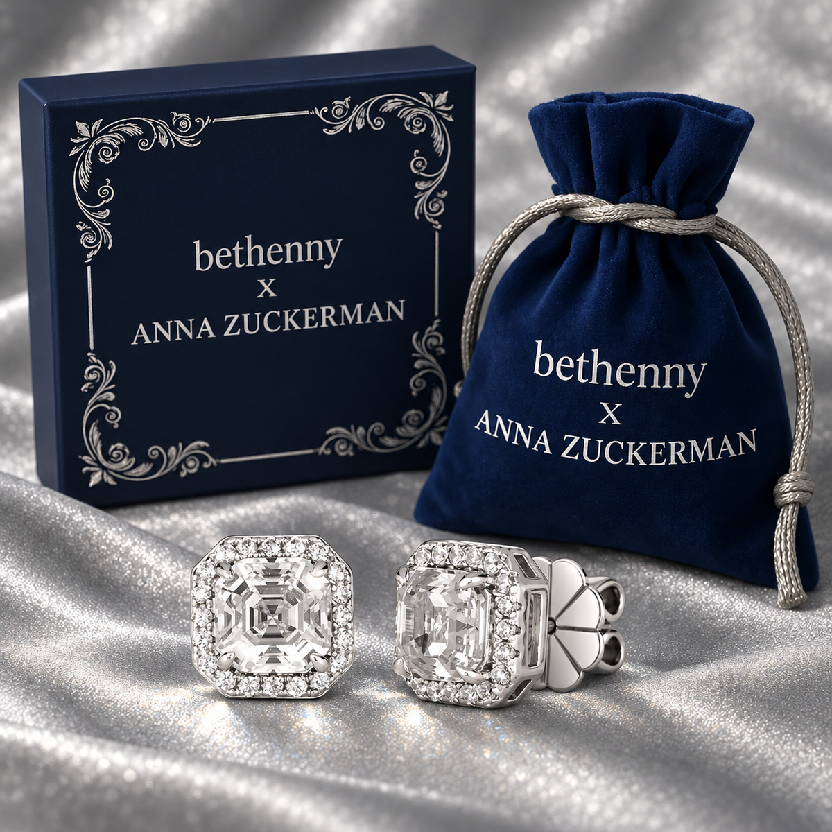 Bethenny Asscher Studs in White Crystalline
