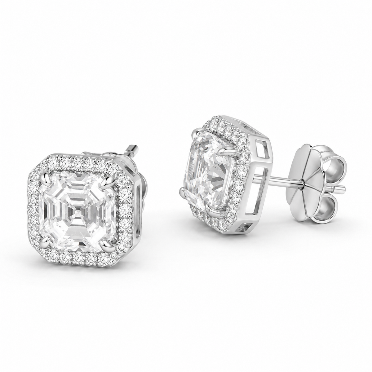 Bethenny Asscher Studs in White Crystalline
