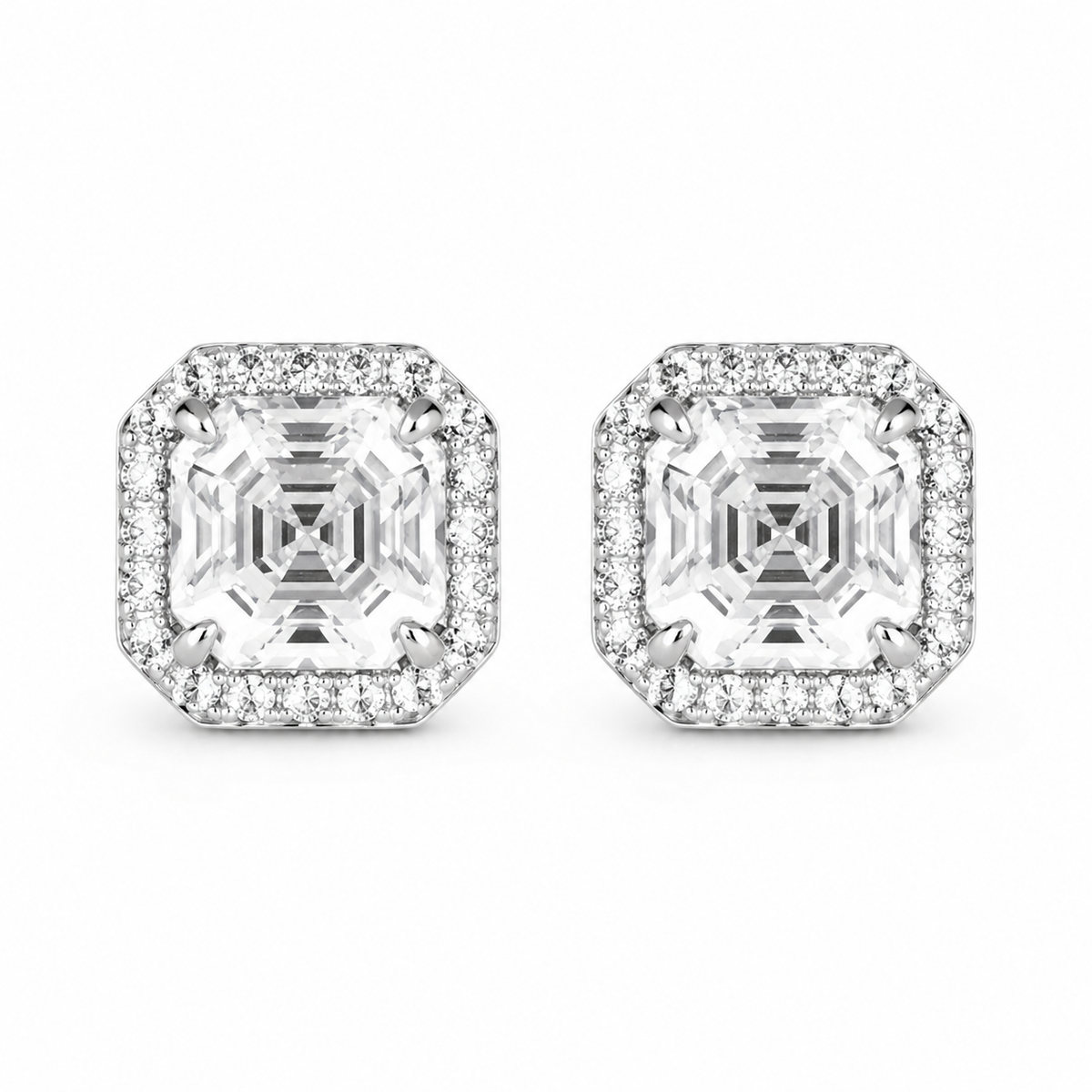 Bethenny Asscher Studs in White Crystalline