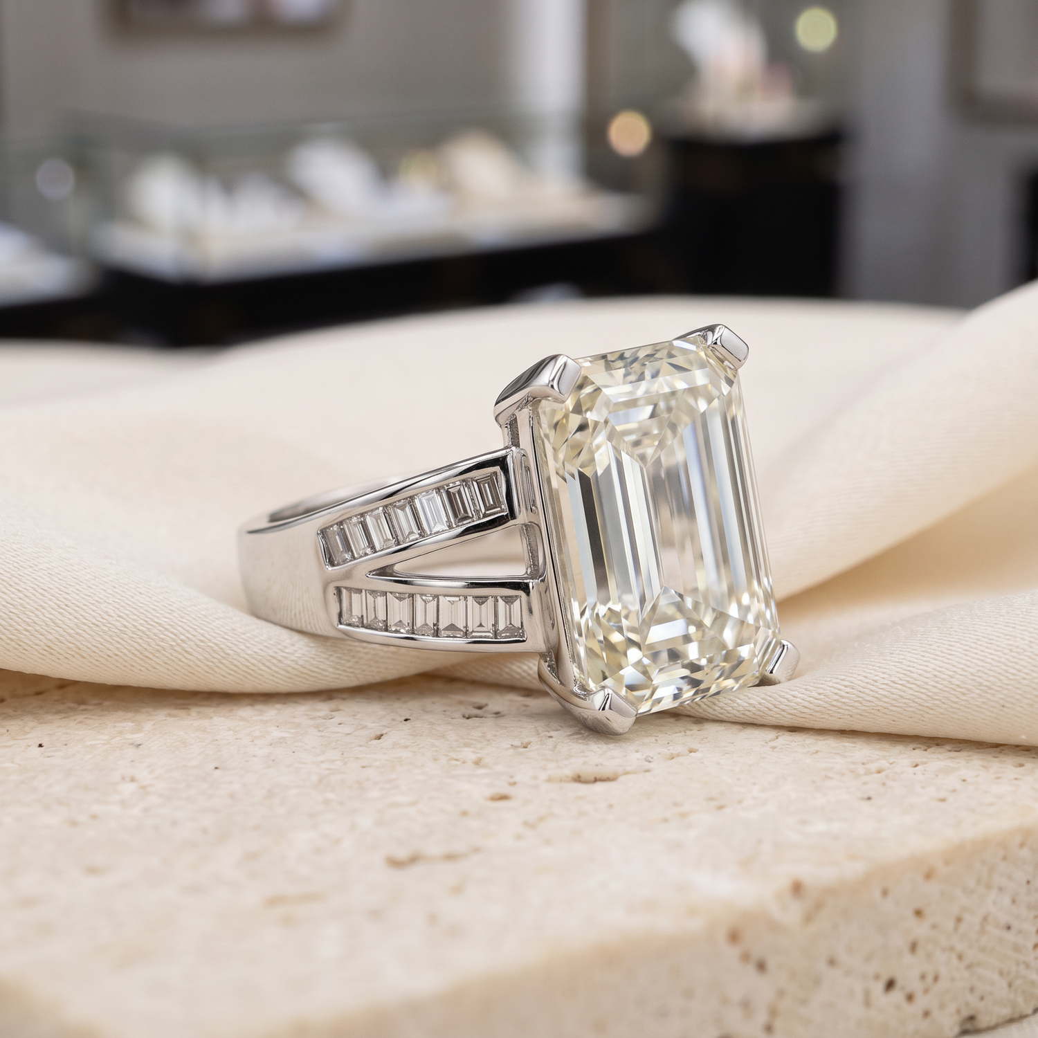 Victoria 12 Carat Emerald Cut Ring