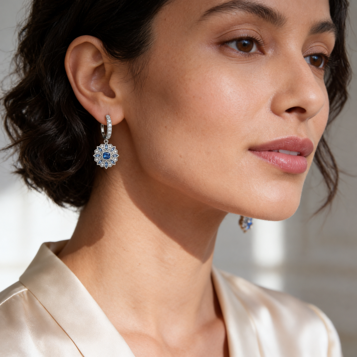 Zinnia Drop Huggie Earrings by AZ Essentials