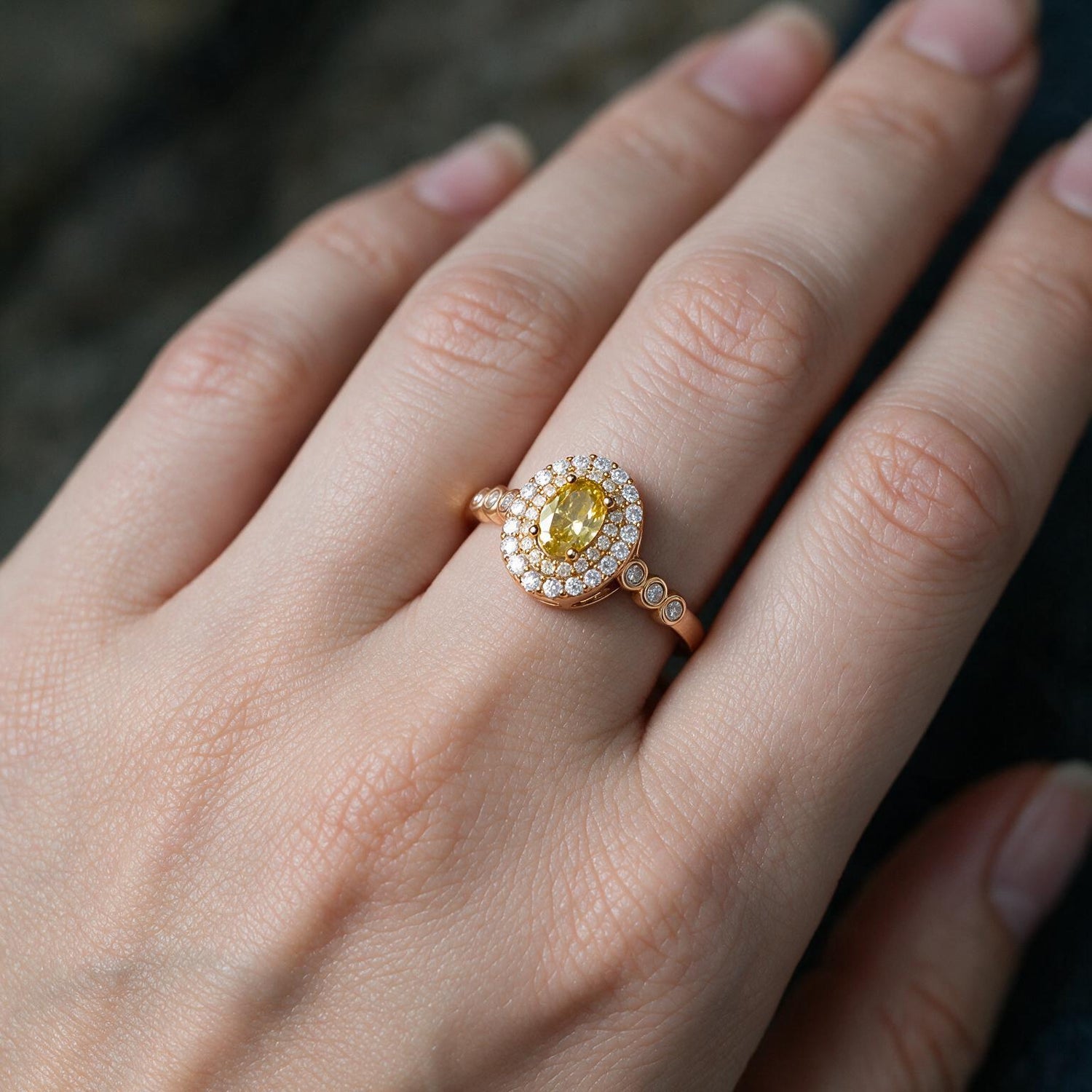 Canary Double Halo Ring by AZ Essentials