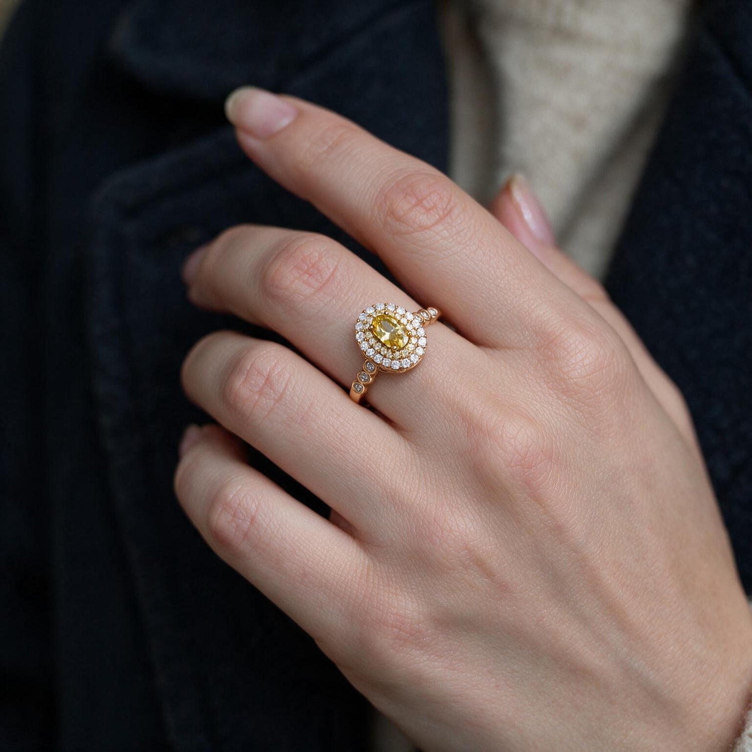 Canary Double Halo Ring by AZ Essentials