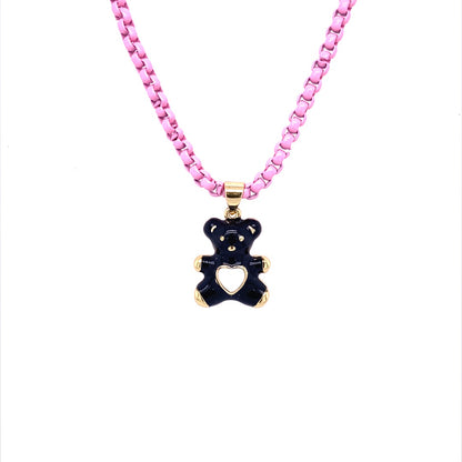 Petite Enamel Bear Necklace