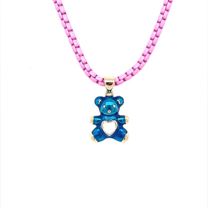 Petite Enamel Bear Necklace