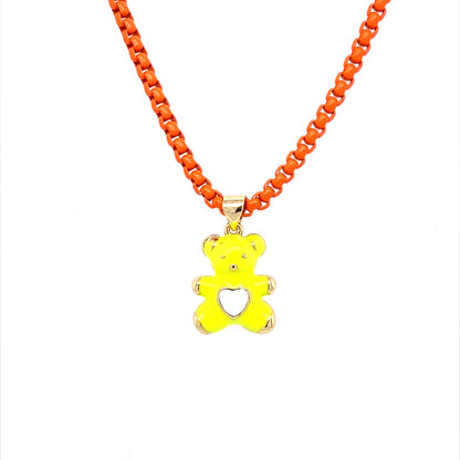 Petite Enamel Bear Necklace