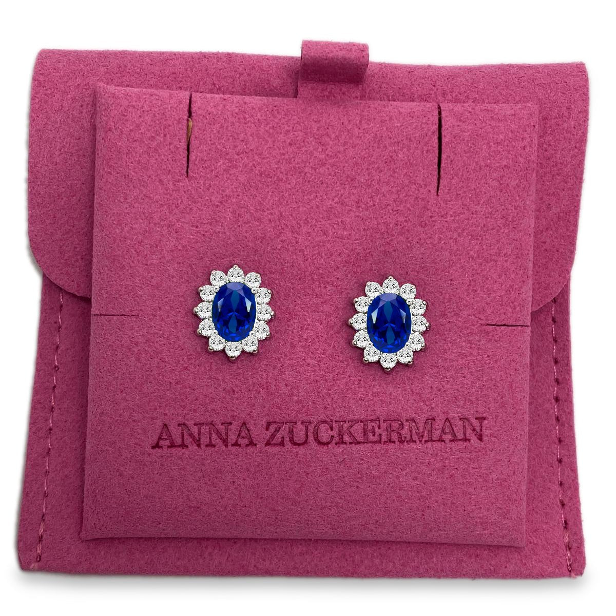 Halo Gem Earrings in Sapphire by AZ Essentials
