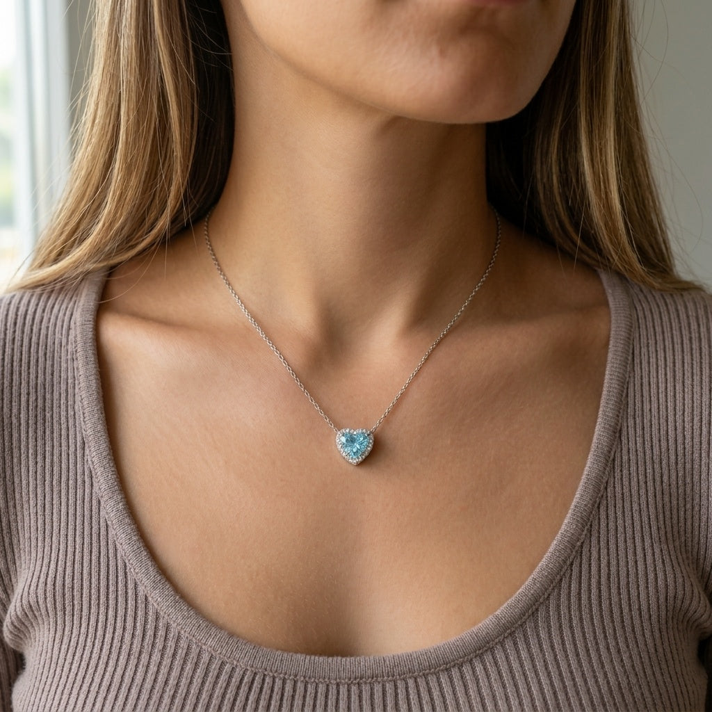 Kaia Heart Necklace in 4 Carat Crystalline