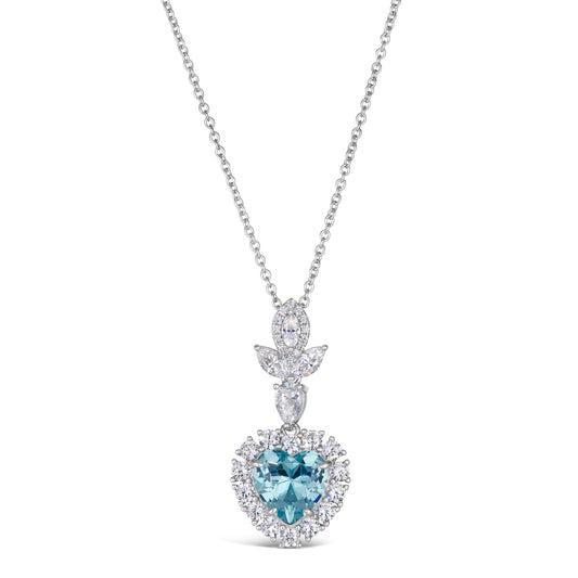 Calista Heart Necklace Aquamarine