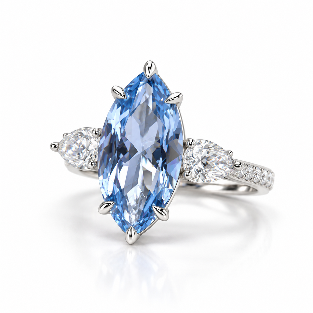Mariana 3 Stone Ring in Aquamarine