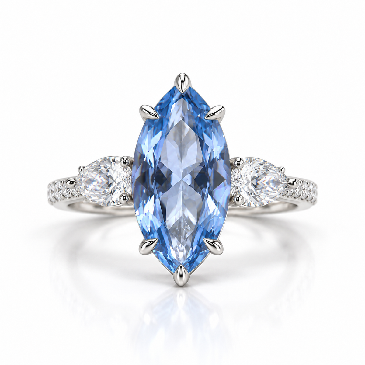 Mariana 3 Stone Ring in Aquamarine