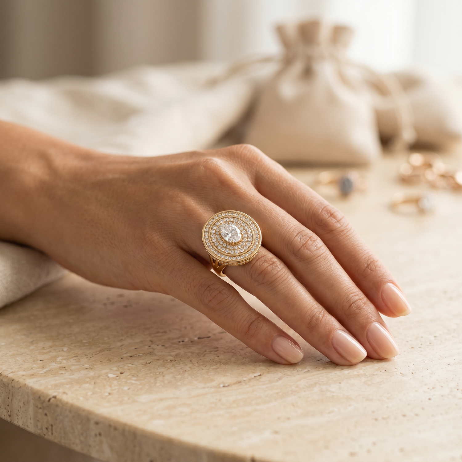 Palazzo Double Halo Cocktail Ring